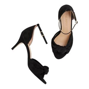 Talbots Lakia Black Suede Ankle Strap Sandals 8.5 | Knotted Heels